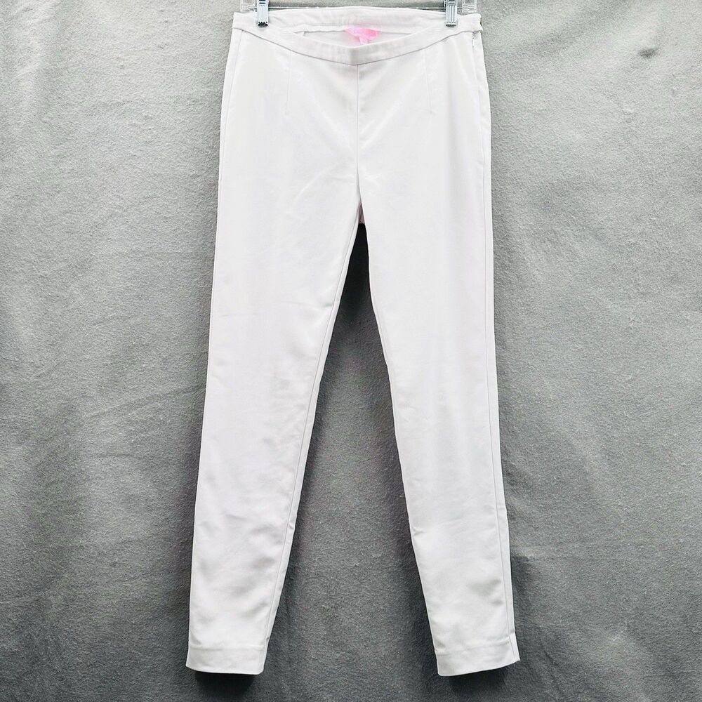 Lilly Pulitzer Alessia Stretch Dinner Pants 8 White Trousers Slim Ankle Resort - Picture 2 of 16